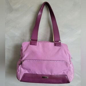 Tumi Purple Nylon Leather Trim Shoulder Bag 16 x 12